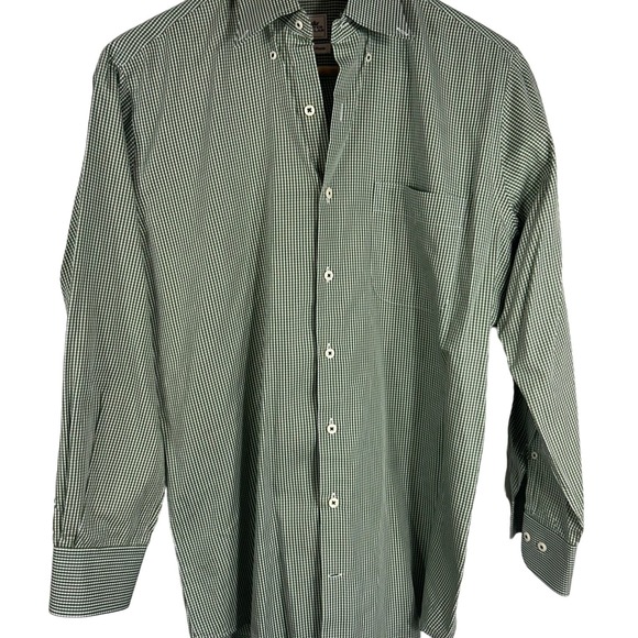 Peter Millar Seaside Finish Green Check Button Down Shirt - Picture 1 of 12